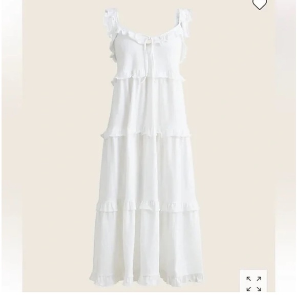 JCrew Tiered Knit Keyhole Maxi Dress White Ruffled XS NWOT - Picture 1 of 7